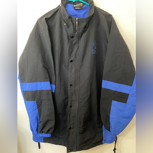 Walt Disney World Mickey Mouse Jacket Navy Blue Nylon Heavy Coat Vintage Sz XL - Picture 1 of 12